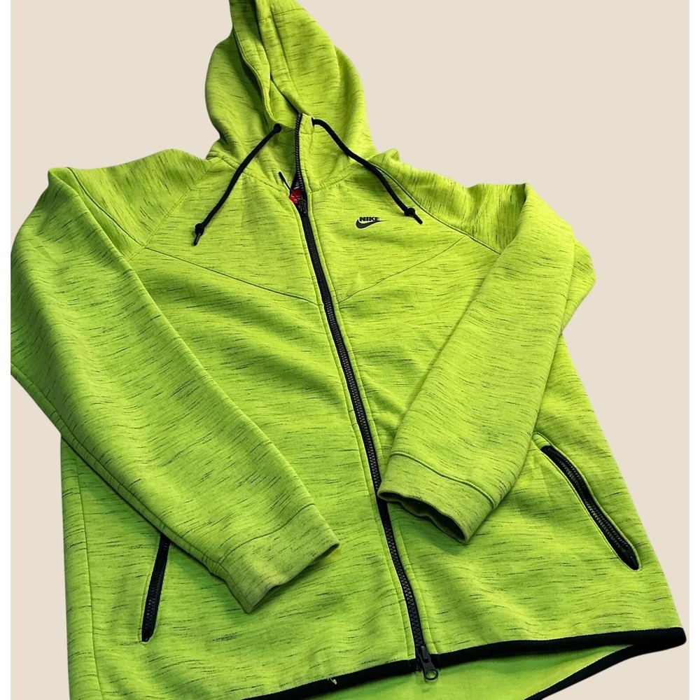 Nike Tech Fleece Full Zip Hoodie Lime Green Heather Athletic Jacket Mens Large